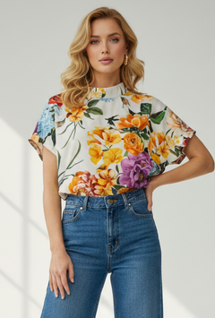 Zip-up top - Floral explosion