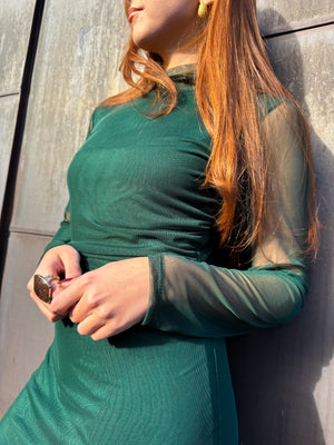 Long sleeve mesh dress