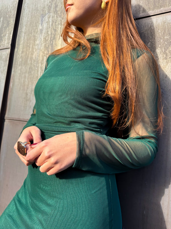 Long sleeve mesh dress