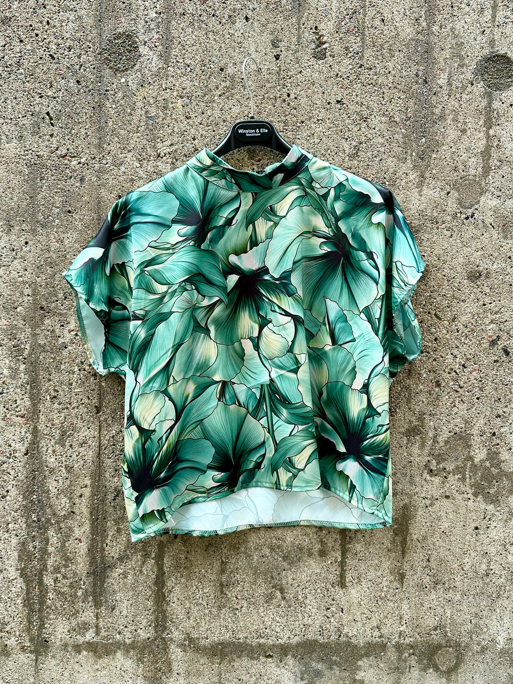 Satin Zip-up top - Ginkgo madness