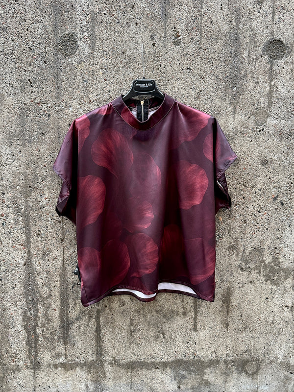 Satin Zip-up top - Bordeaux mystique