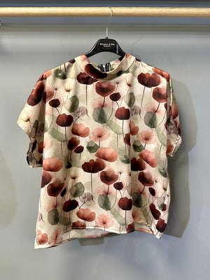 Satin Zip-up top - Autumn Blossom