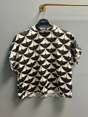 Satin Zip-up top - Black Bird