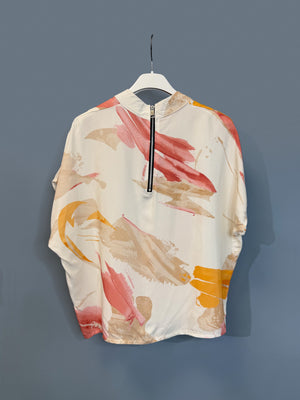 Zip-up top - Blushy strokes