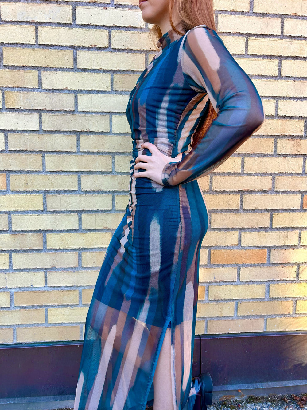 Long sleeve mesh dress