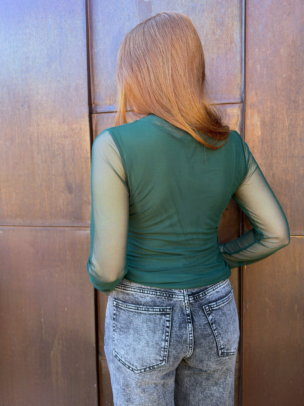 Long sleeved mesh top