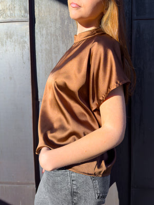 Satin zip-up top