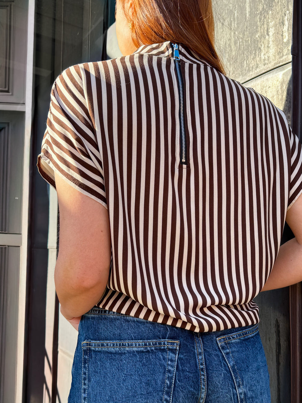 Striped Zip-up top