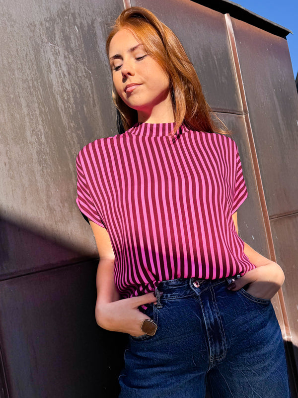 Striped Zip-up top